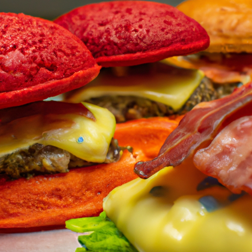 Assortment of colorful burger toppings like lettuce, tomato, and cheese